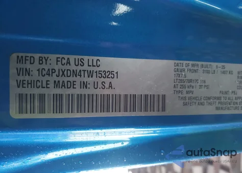 2026 Jeep Wrangler z USA, uszkodzony, nr VIN 1C4PJXDN4TW153251